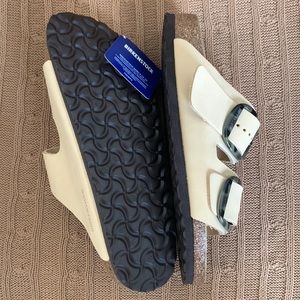 Birkenstock Arizona Size 41 Beige/Cream/Tortoise Shell Big Buckle New